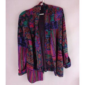 Vintage Graff Women's Colorful Open Front Sweater Shawl Size 16